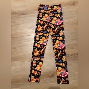 Black Winnie the Pooh Print Kids Leggings